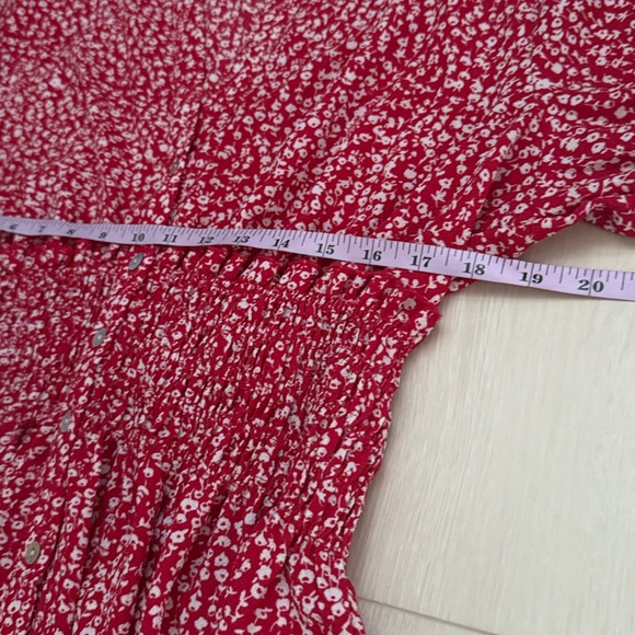 Kate And Lily Red White Floral Short Sleeve Midi Dress - Picture 5 of 9